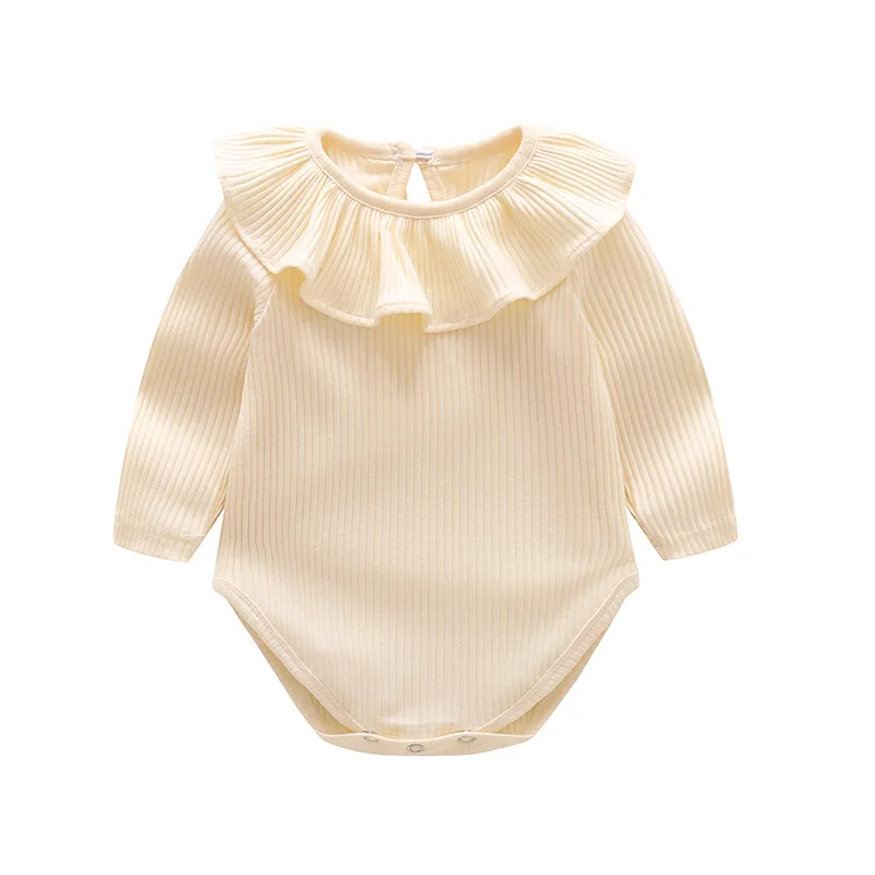 

0-2 Years Toddler Baby Fall Winter Rompers 2021 New Autumn Newborn Knitted Sweaters Clothes Girl Boy Ruffles Collar Bodysuits