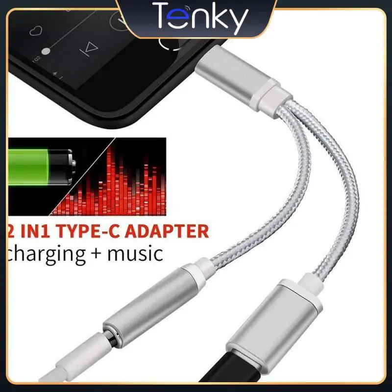 

Адаптер для аудиокабеля для зарядки, разветвитель для наушников, переходник, переходник с двумя кабелями USB-C Type-C на Aux, 3,55 мм, приблизительны...