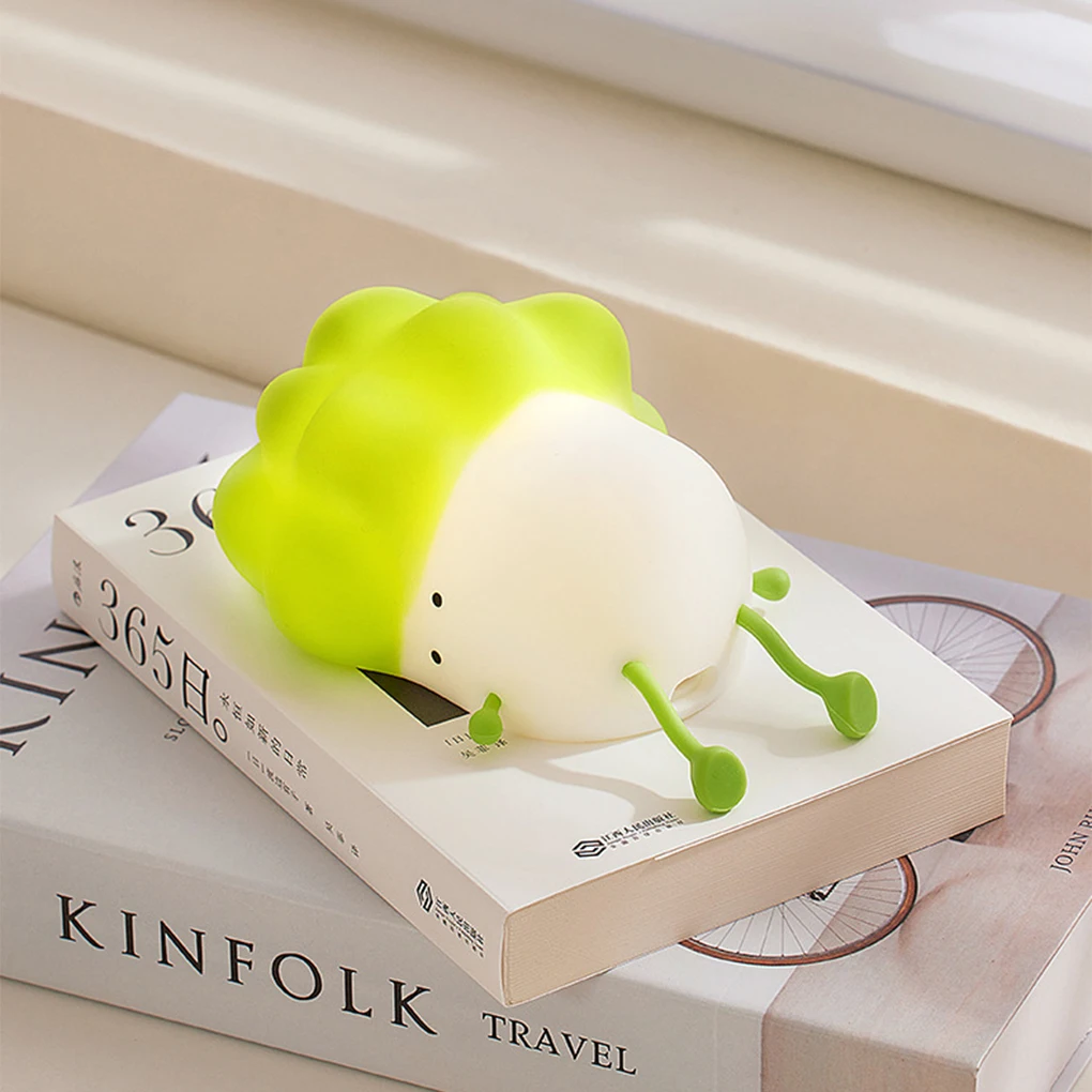 

Small Lying Vegetable Night Light Sleeping Pat Lamp Cabbage Bedside Table Night-lights for Bedroom Living Room Pink