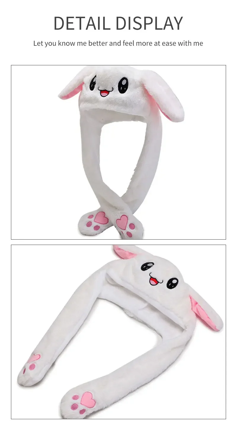 Kawaii подвижные заячьи уши, забавная повязка на голову, когда лапа прессованные уши выскакивают Хэллоуин реквизит для косплея теплая шапка Рождественский подарок (art.: 3920cb96f38cd) - 3920cb96f38cd