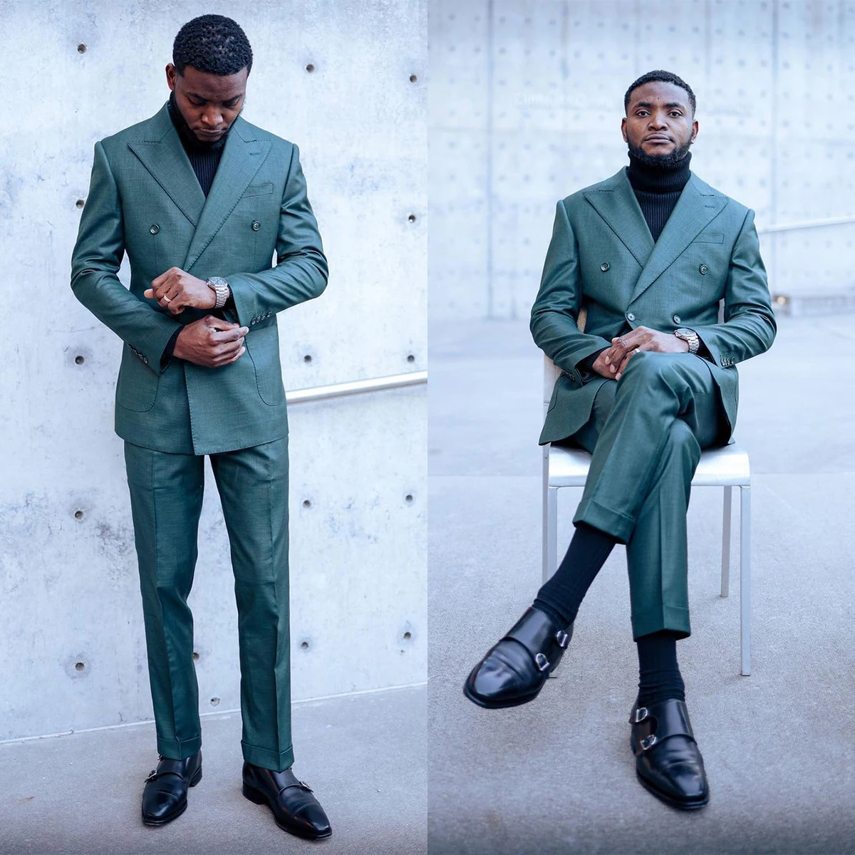 Темно-зеленый мужской костюм из 2 предметов