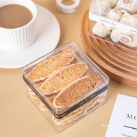 10pcs net red square hard plastic transparent cake box ice cream pudding jelly dessert cups biscuits candy chocolate snack jar