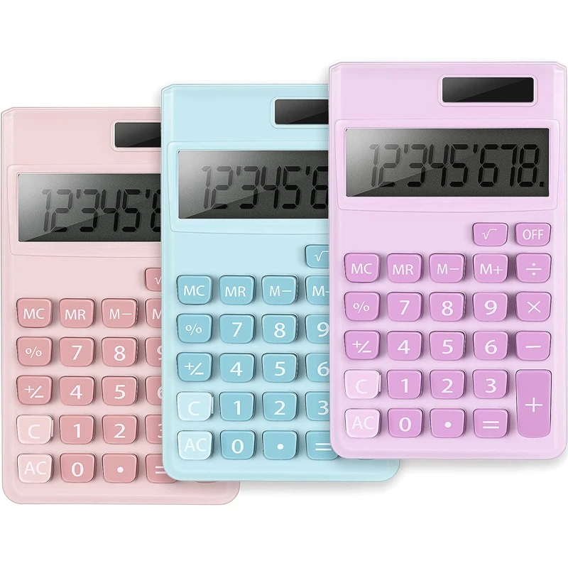 

3Pcs Mini Calculator Pocket Size Calculator Electric Digital Desktop Calculator with 8-Digit LCD Display