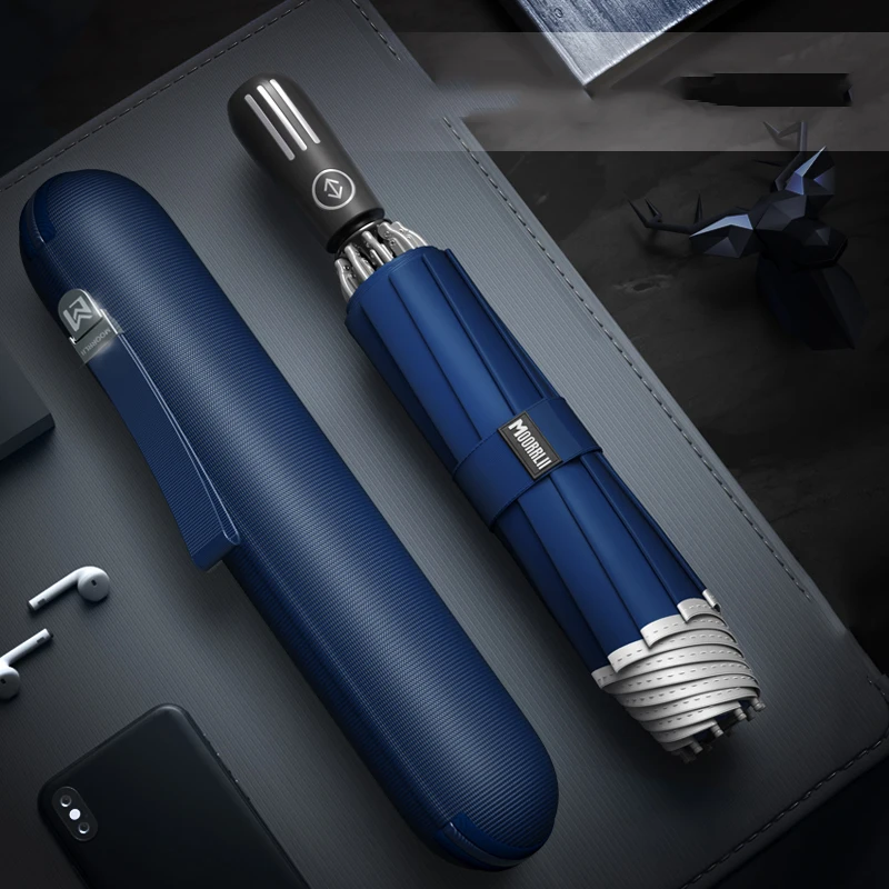 Цена Большой автоматический складной зонт со светодиодной подсветкой, усиленный роскошный инвертированный зонтик, легкий зонтик от дождя