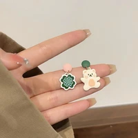 fashion cute cartoon bear stud earrings for girls women korean style asymmetric earrings female aesthetic charm jewelry gifts