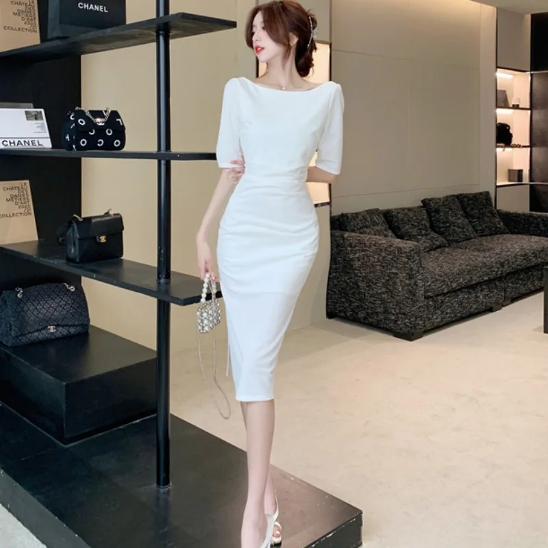 

2023 New Summer French Dress Fashion Temperament Light Luxury Retro Hepburn Wind A Minority Design Off Shoulder Free Shipping