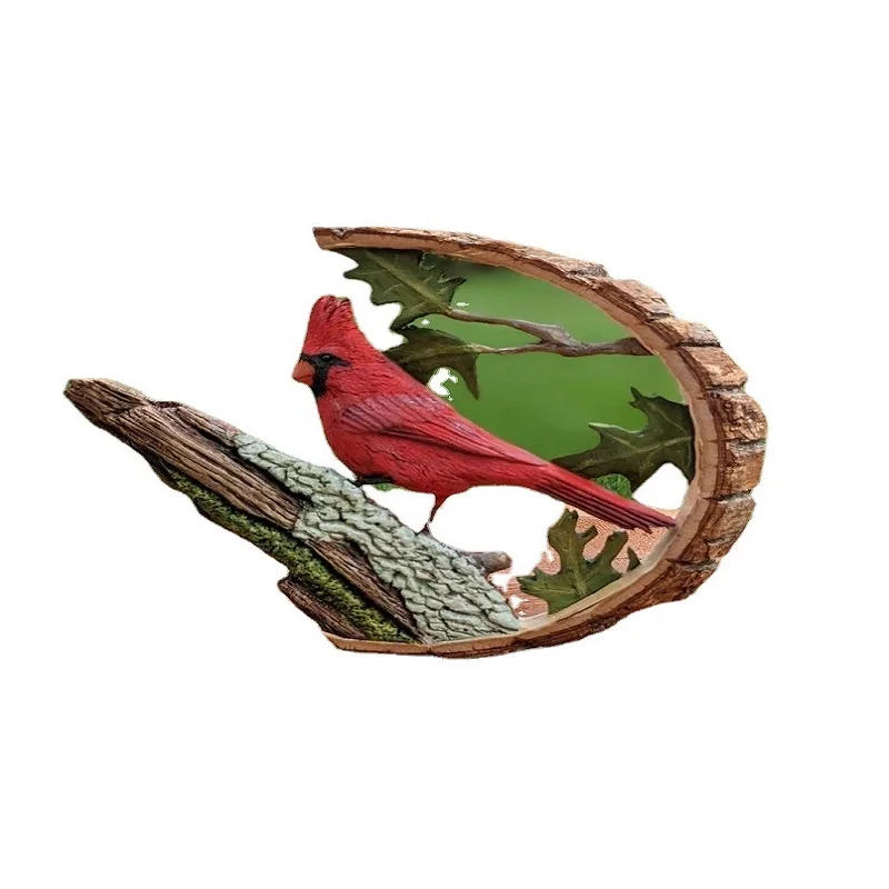 

Creative new resin handicraft ornaments Birds step on branches Half round view Home furnishing indoor garden gifts