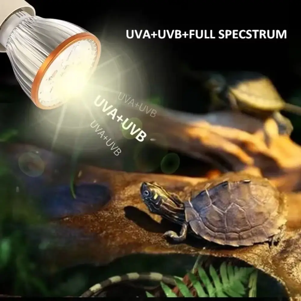 Фото Светодиодная лампа для рептилий полного спектра 5.0/10.0 UVA UVB, лампа для террариума, освещение E27, лампа для обогрева мелких животных, ночное видение №2