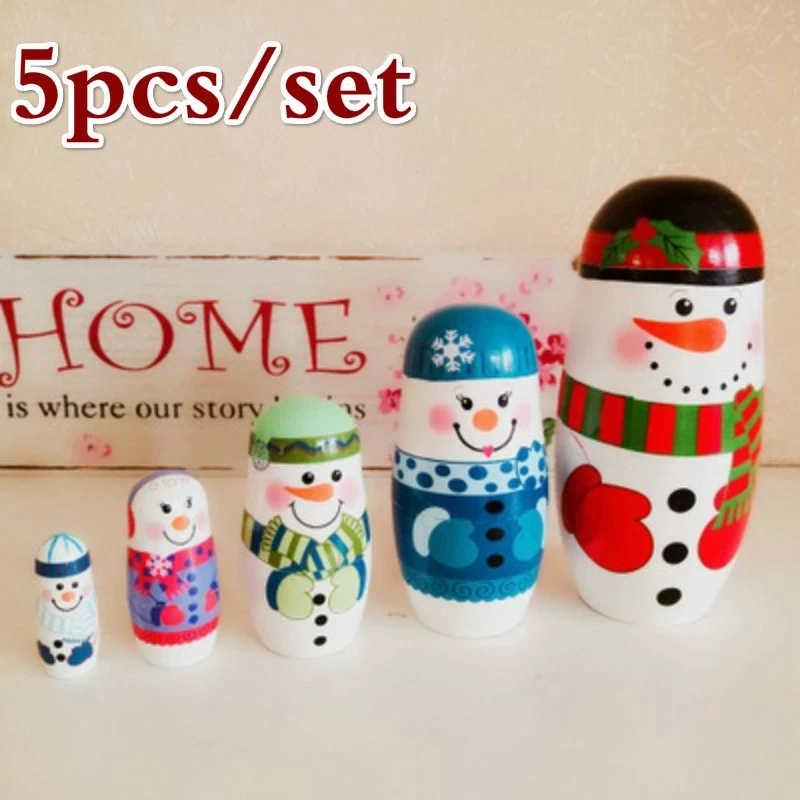 

Christmas Snowman Russian Matryoshka Matryoshka Dolls Set of Five Layers of Paint Sets Crafts Home Furnishings