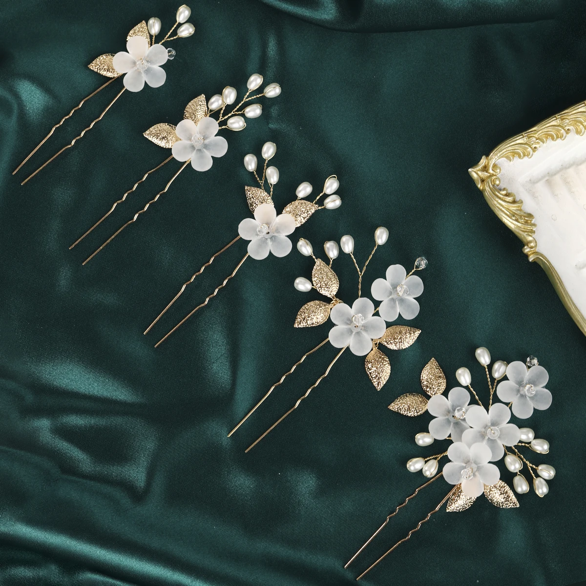 Efily модный набор заколок для волос с кристаллами и цветком Mori 5 шт. заколка