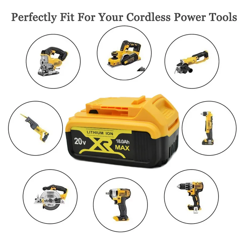 

Powtree 18000 мА/ч 18 в/20 в для электроинструмента DEWALT, аккумулятор для DCB180 DCB181 DCB182 DCB201