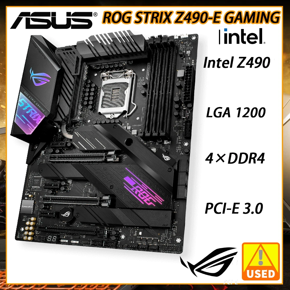 

ASUS ROG STRIX Z490-E игровая Материнская плата Intel Z490 DDR4 LGA 1200 ядро 10-го поколения/Pentium/Celeron M.2 SATA III HDMI DP ATX