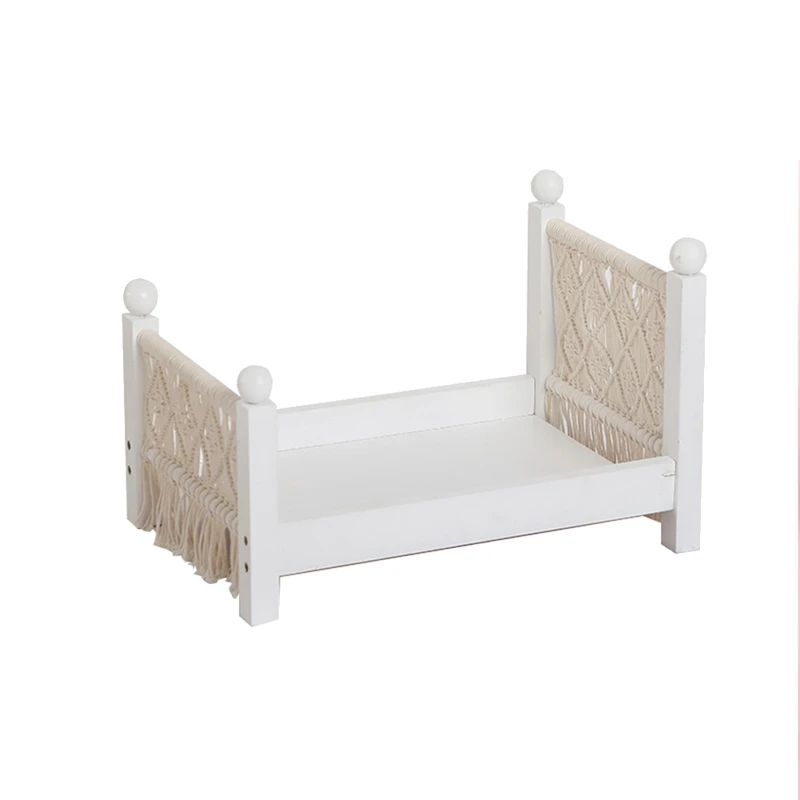 

Newborn Photography Props Crib Wood Hand-Woven Props Pendulum Props With Tassel Photography Furniture