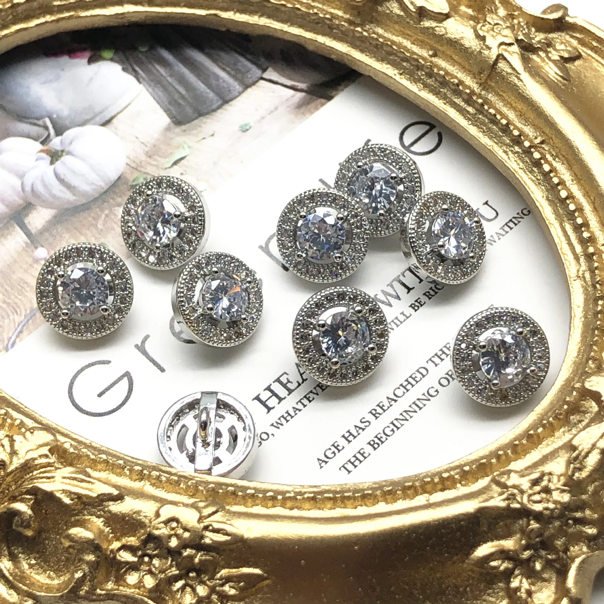 

5 шт./партия, декоративные пуговицы с фианитом