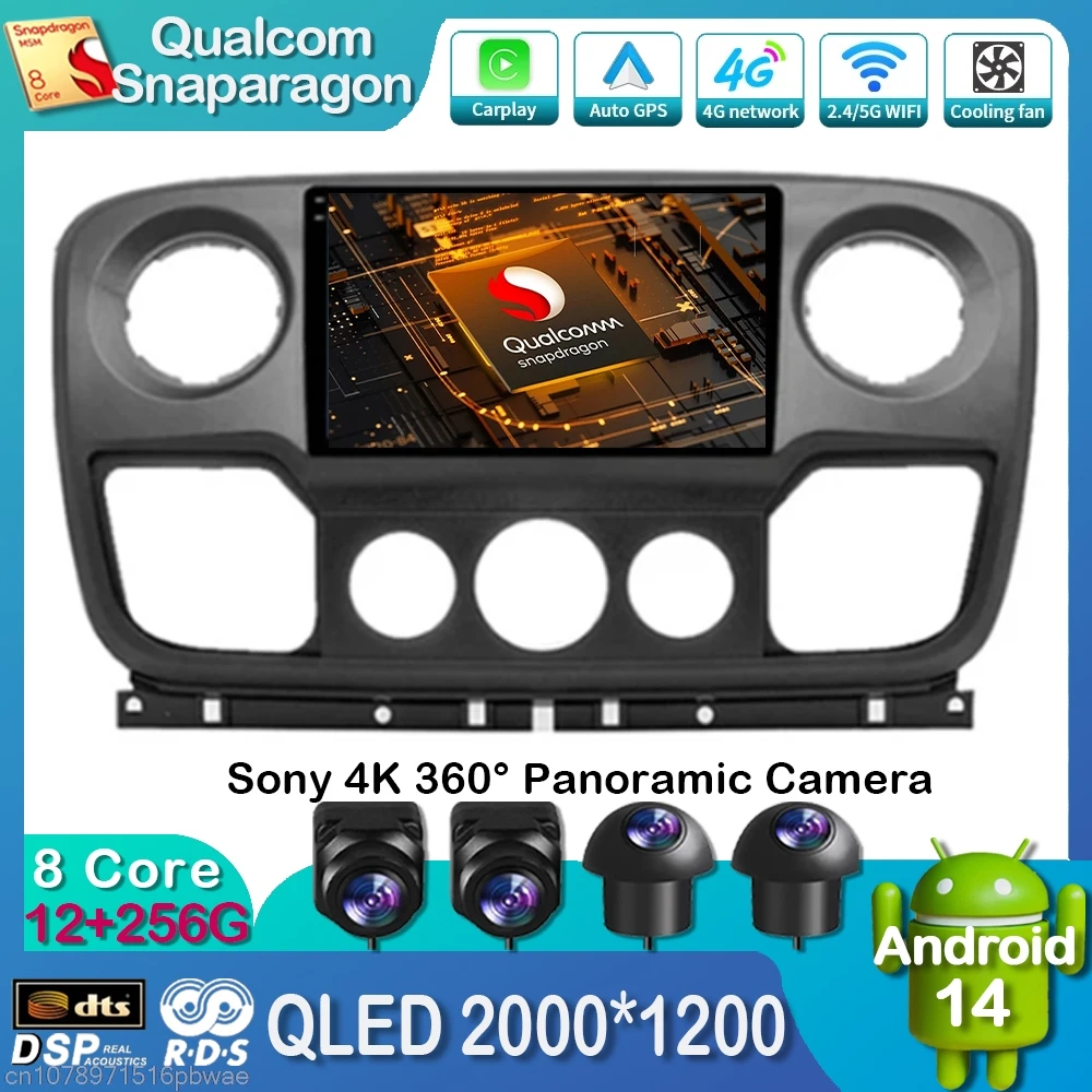 Автомобильный радиоприемник Android 14 для Renault Master Nissan NV400 Opel Movano 2010-2021