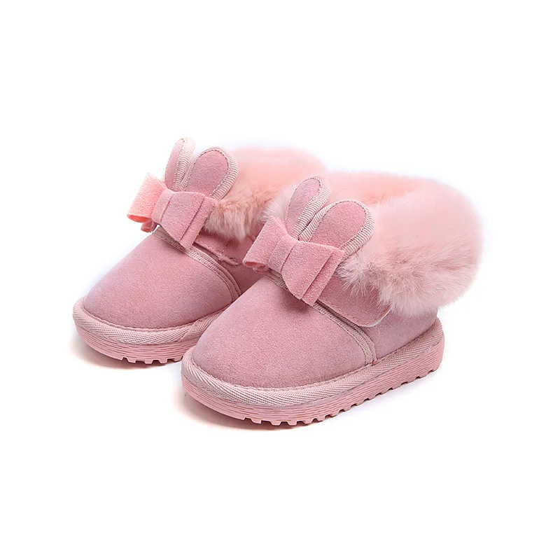 

2022 Winter New Children's Snow Boots Girls Plus Velvet Princess Booties Girls Warm Baby Cotton Shoes Toddler Boots Non-slip