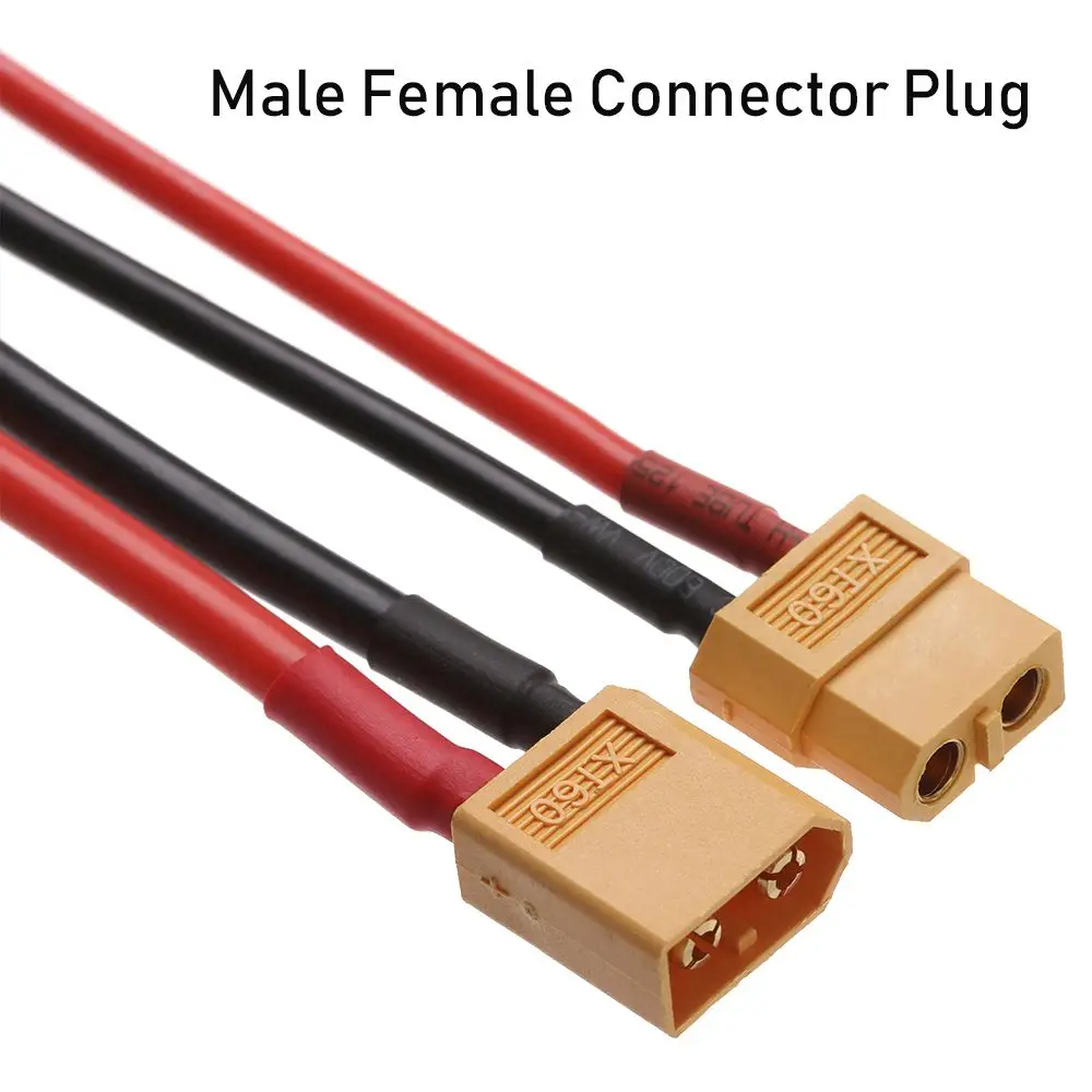 Фото Горячая новинка: Кабели-удлинители 12 AWG/14 AWG с разъемами XT60 (папа/мама), 10 см/15 см, для аккумуляторов №1