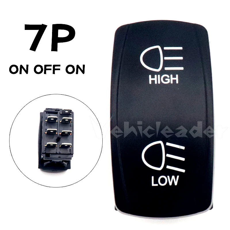 

12 В 24 В водонепроницаемый кулисный переключатель для морской лодки, синий светодиод, лебедка, мгновенное включение/выключение/включение/включение, 7-контактный для автомобилей, грузовиков, автофургонов, лодок