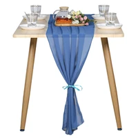 70x300 table runner chiffon table runner blue track on the table solid color wedding birthday party festival dinner table decor