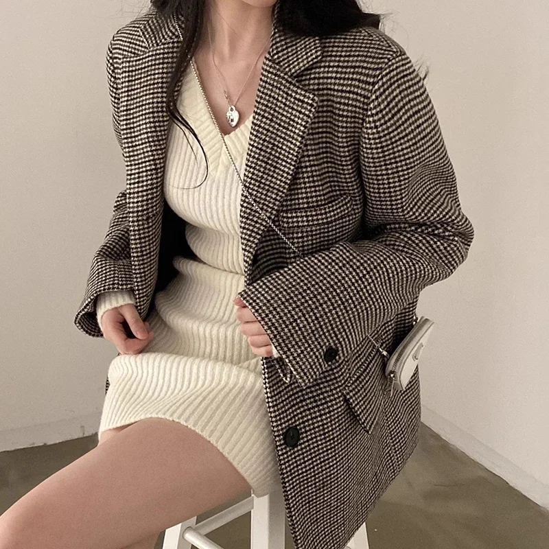 Neploe корейский шикарный винтажный стиль костюм воротник контрастные куртки в