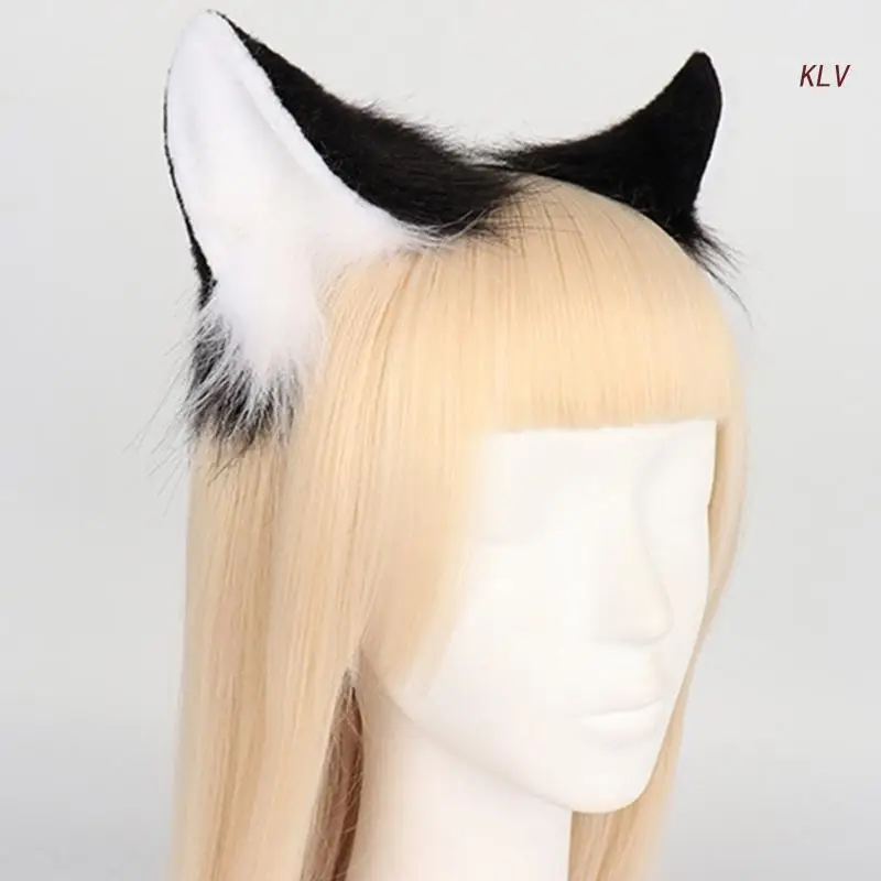 

Ears and Tail Set Furry Ears Headband with Tail Halloween Cosplay Party Costume Accessories for Kids-Adults
