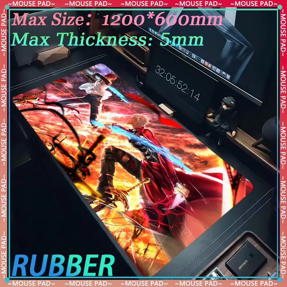 F_Fate Stay Night Unlimited Blade Works MousePad Anime Computer Keyboard Pad Comic Accessories XXL Desk mat Lock Edge Mouse