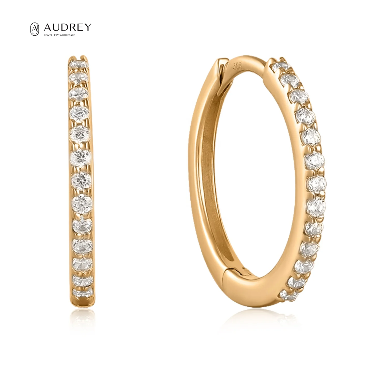 

Audrey Sparkling 14k Solid Gold Full Natural Diamond Earrings Jewellery Hoop Huggie Cartilage Earrings For Women Jewelry
