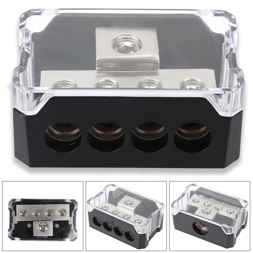 

4GA Out Distribution Blocks 4 Way Ground Box Multi-functional for Car Audio Stereo Amplifier Auto Junction Box