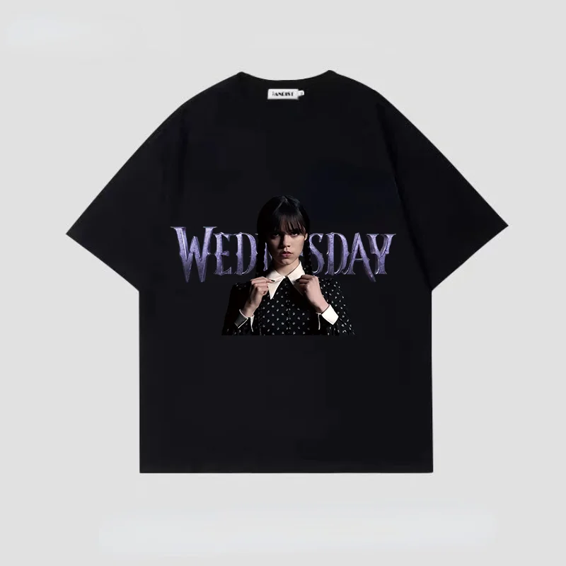 

Wednesday Addams T Shirt boy girl Summer Casual Cotton Clothing Round Neck Short Sleeve Blouse TV Series Wednesday role Shirts