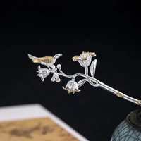 real 925 sterling silver flower bird hairpin women ancient chinese hanfu head jewelry ethnic style magpie branch hair sticks f12