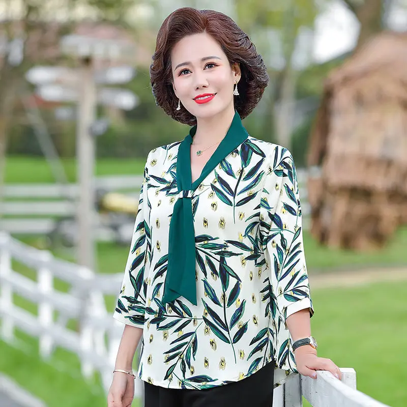 

Summer Woman Fashion Elegant Office Blouse Female Casual Shirt Long Sleeve Style Shirt Ladies Print Basic Top Blouse T-shirt A34