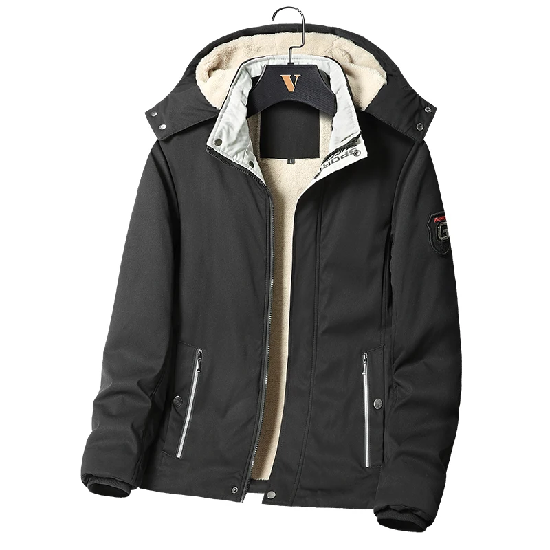 

Cargo Velvet Parkas For 2022 Casual Winter Jacket Men's Windbreak Warm Padded Hooded Overcoat Fashion Outerwear Coat 7XL 8XL