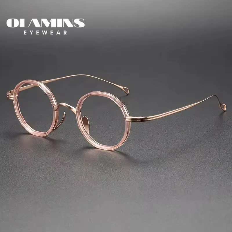 Очки OLAMINS в ретро стиле с ультратонкой искусственной титановой ацетатной