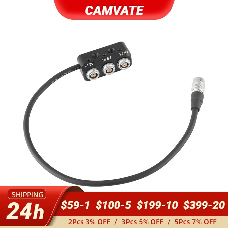 CAMVATE 1To 3 Power Splitter (4pin Hirose) Converts Male 4pin Hirose Adapter To 3 Female 0B 2pin Adapter For Teradek,Paralinx enlarge