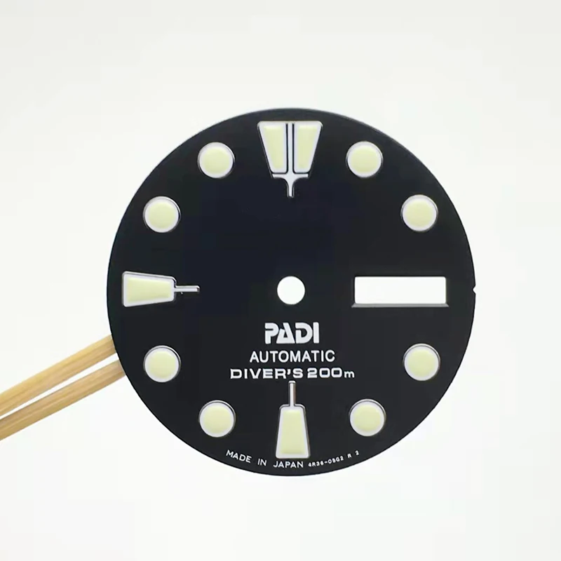 

Watch Parts 28.5mm NH36 Watch Dial Green Luminous Dial Abalone Modified Dial for NH36 Movement with S LOGO Dial