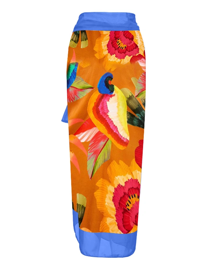 

Винтажный слитный купальник с V-образным вырезом и цветовым принтом