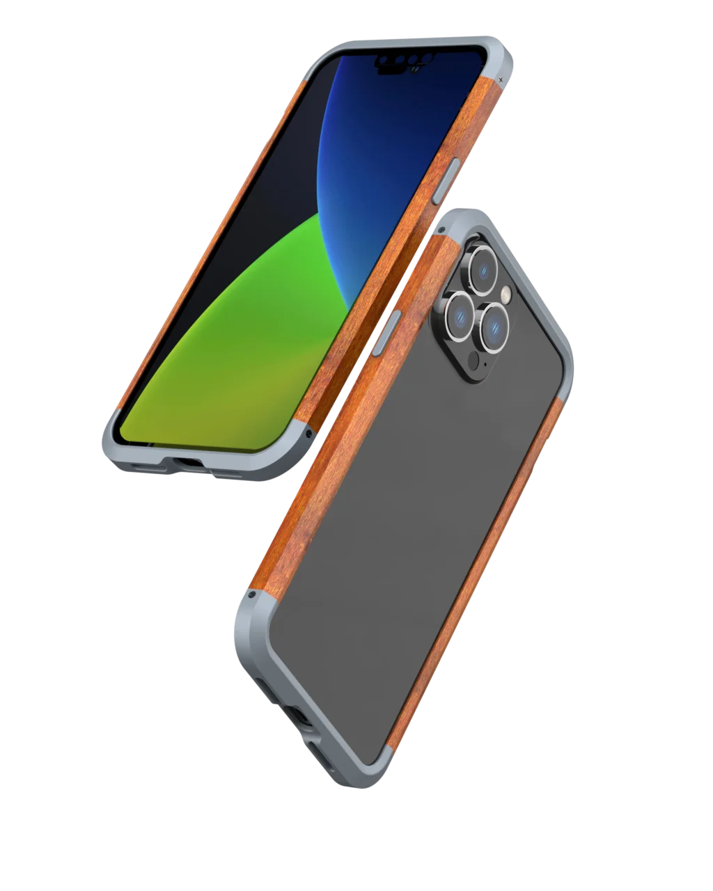 

R-JUST Natural Wood Phone Case for iPhone 14 13 12 11 Pro Max Mini XR XS X Metal Frame Wood Bumper Cover For iPhone 14 Plus