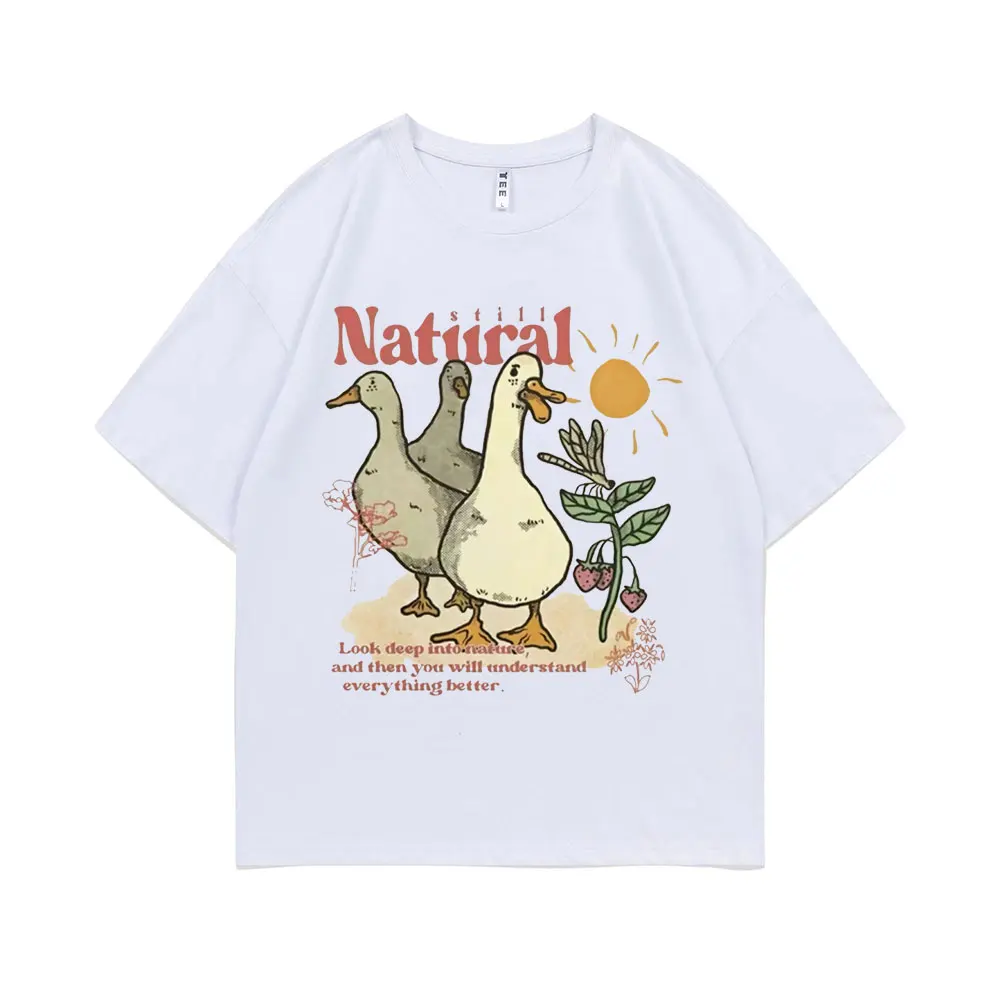 

Funny Still Natural Little Duck Sun Graphic Print T Shirt Men Women Cartoon Loose Casual Tshirt Man Short Sleeve Unisex T-shirts
