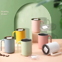 500ml portable stainless steel coffee cups with silicone straw double wall thermal tea water drinking mug travel camping tumbler