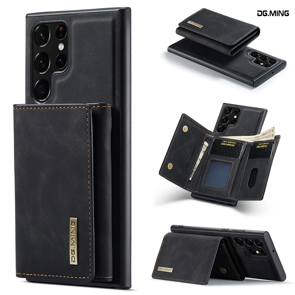 

Винтажный Магнитный съемный кожаный чехол-кошелек DG.MING 2 в 1 для Samsung Galaxy S23 Ultra S22 S21 с отделением для карт