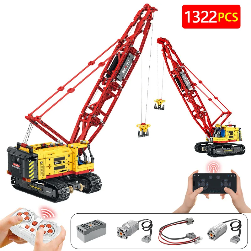 

1322Pcs Remote Control Engineering Forklift Crane Car Building Blocks City APP RC Bulldozer Tracked Vehicle Bricks Toys for Kids