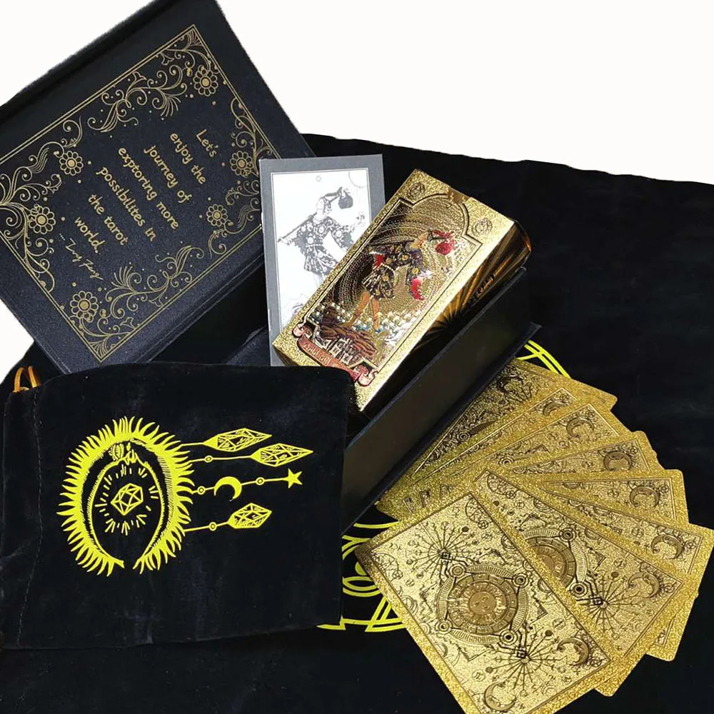 Набор подарочных коробок Deluxe из золотой фольги Tarot 12*7 см Горячее тиснение ПВХ