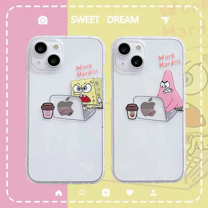 

Прозрачный защитный чехол Kawaii Губка Боб Патрик звезда мультфильм в офисе для мобильного телефона подходит для Iphone 13Pro Max Iphone Xr/xs