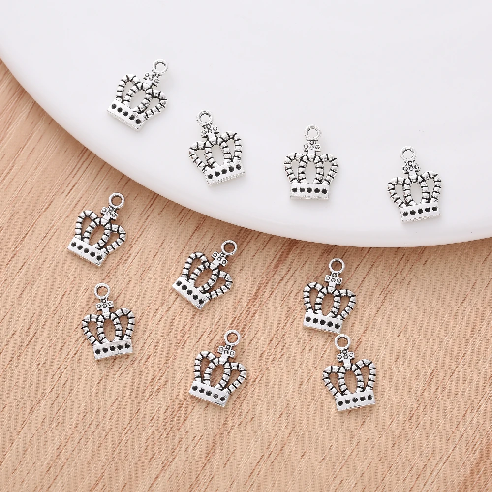 

80 шт./компл. отдельный дизайн, цинковый сплав, старинная Серебряная корона, ожерелье, браслет, подвеска «сделай сам», Подвески для изготовлен...