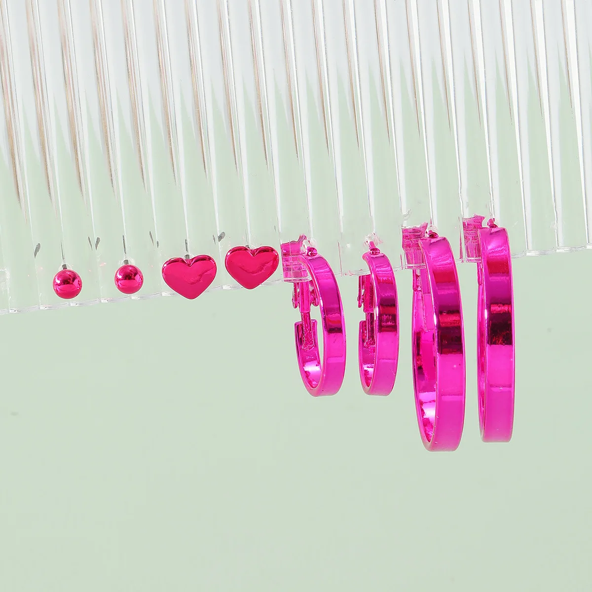 

Серьги-кольца Luna Chiao ярко-розового цвета, набор сережек-гвоздиков в форме сердца для женщин