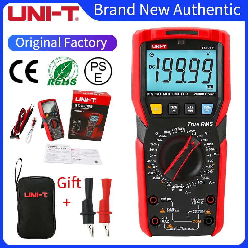 

UNI-T UT89X UT89XD Professional Digital Multimeter True RMS NCV 20A Current AC DC Voltmeter Capacitance Resistance Tester