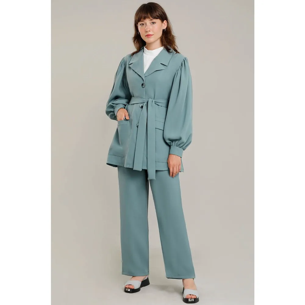 

Куртка с рукавом-шариком Dorlie, брюки, серебристый костюм