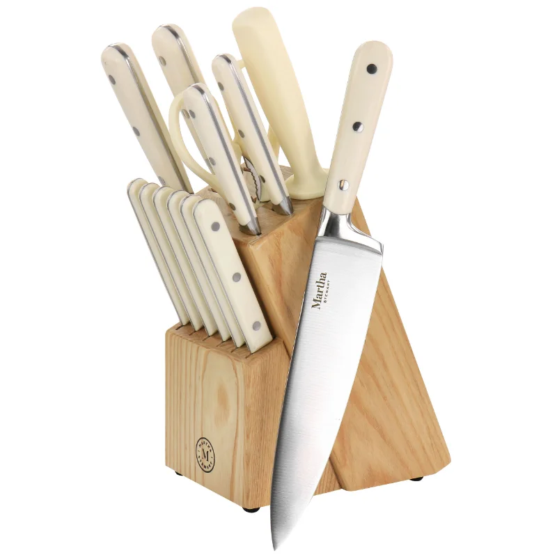 

Martha Stewart Essential Ruxton 14 Piece Stainless Steel Knife and Block Set in Linen knives chef knife
