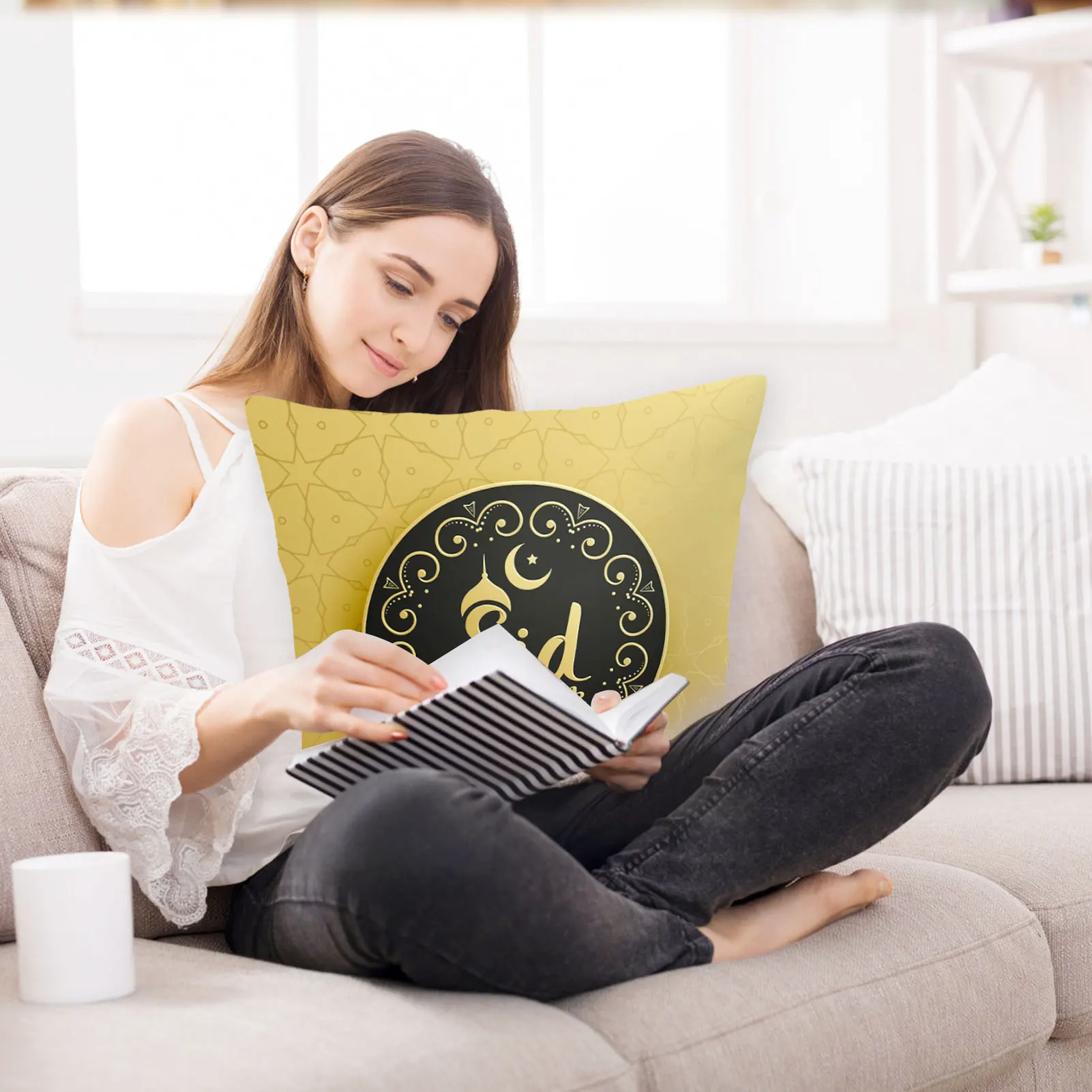 

EID Mubarak Decorative Pillowcase EID Mubarak Decorative Pillowcase Square Star Moon Throw Pillow Cases Decorative Pillow Cases