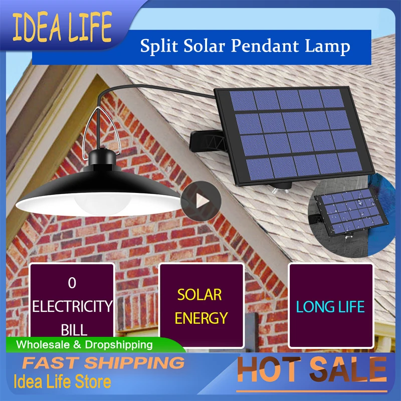 

LED Solar Garden Shed Lights With Solar Panel Pendant Light Outdoor Waterproof Chandelier Hanging Lamp Courtyard Garden Light